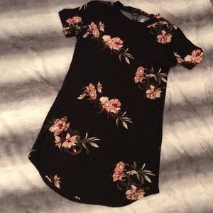 Black Floral T Shirt Dress